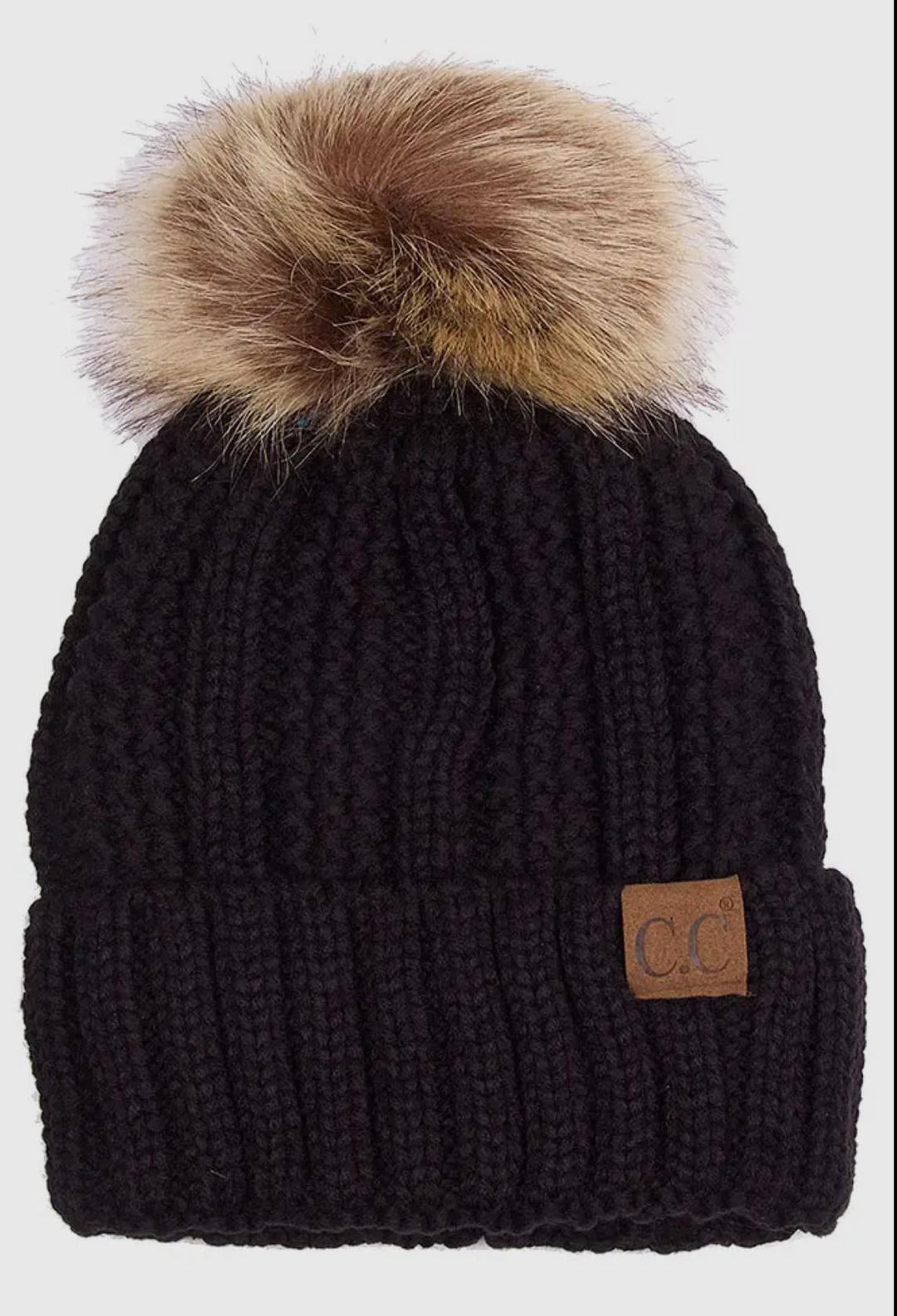 Knit Beanie w/Fuzzy Lining & Pom Pom HAN925