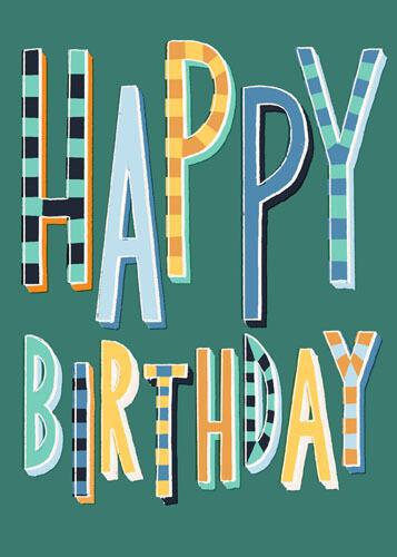 Green Text Birthday Greeting Card NQI725