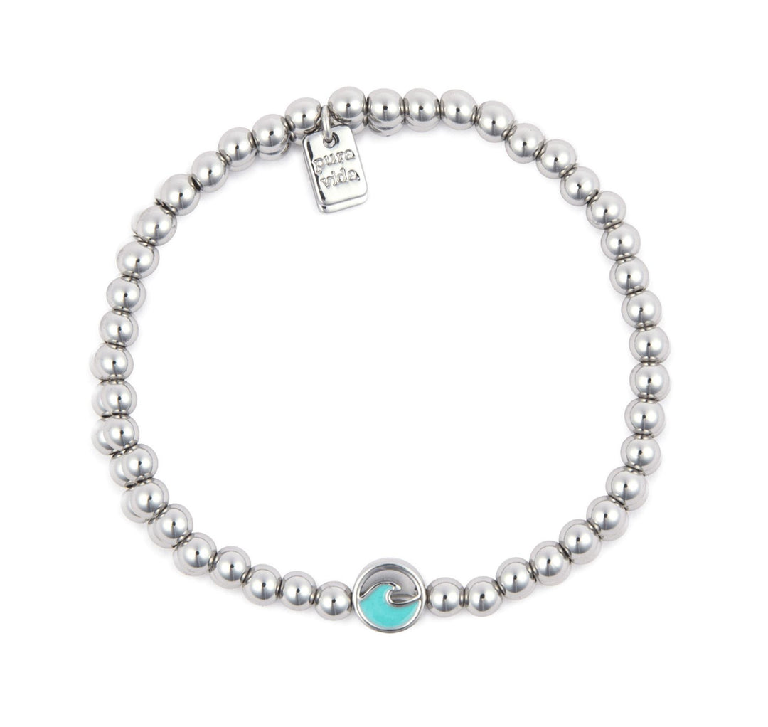 Enamel Wave Ball Bead Bracelet Gold PUR425