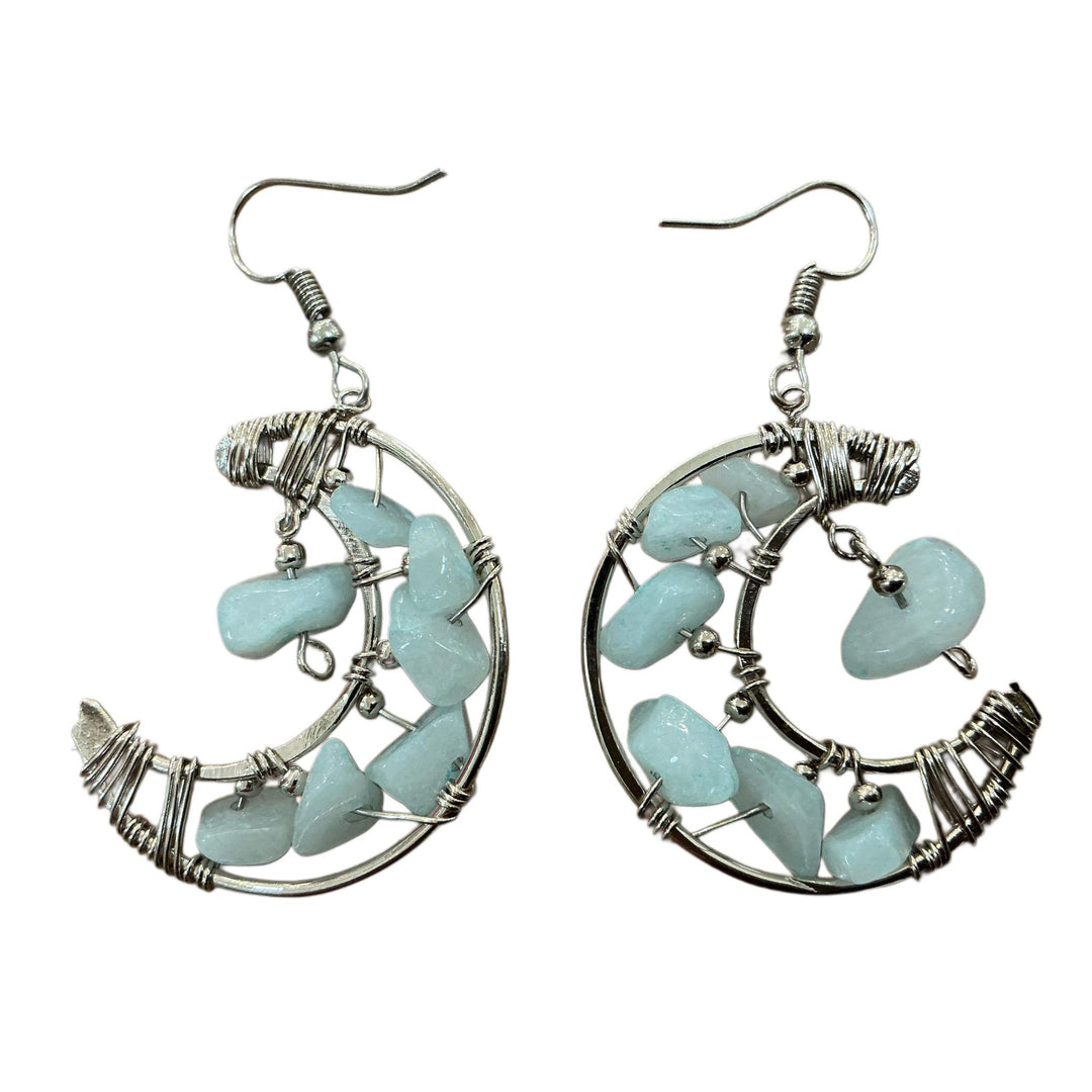 Aquamarine Moon Hoop Earrings TBC226