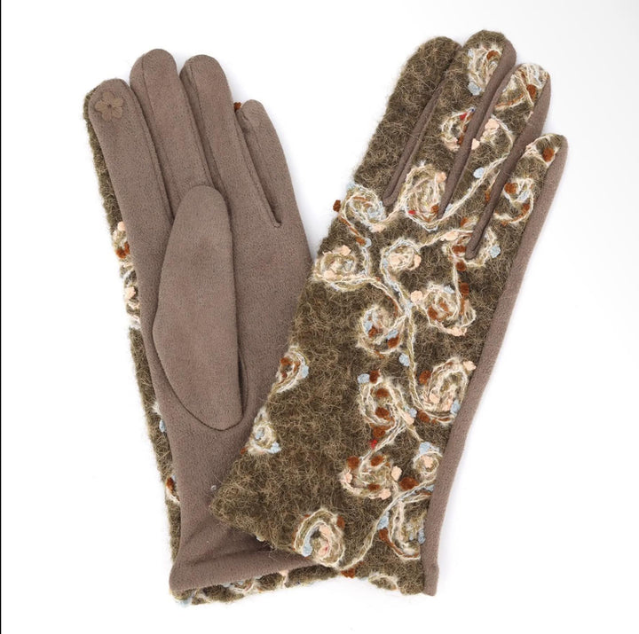 Floral Embroidered Touchscreen Gloves HAN1026