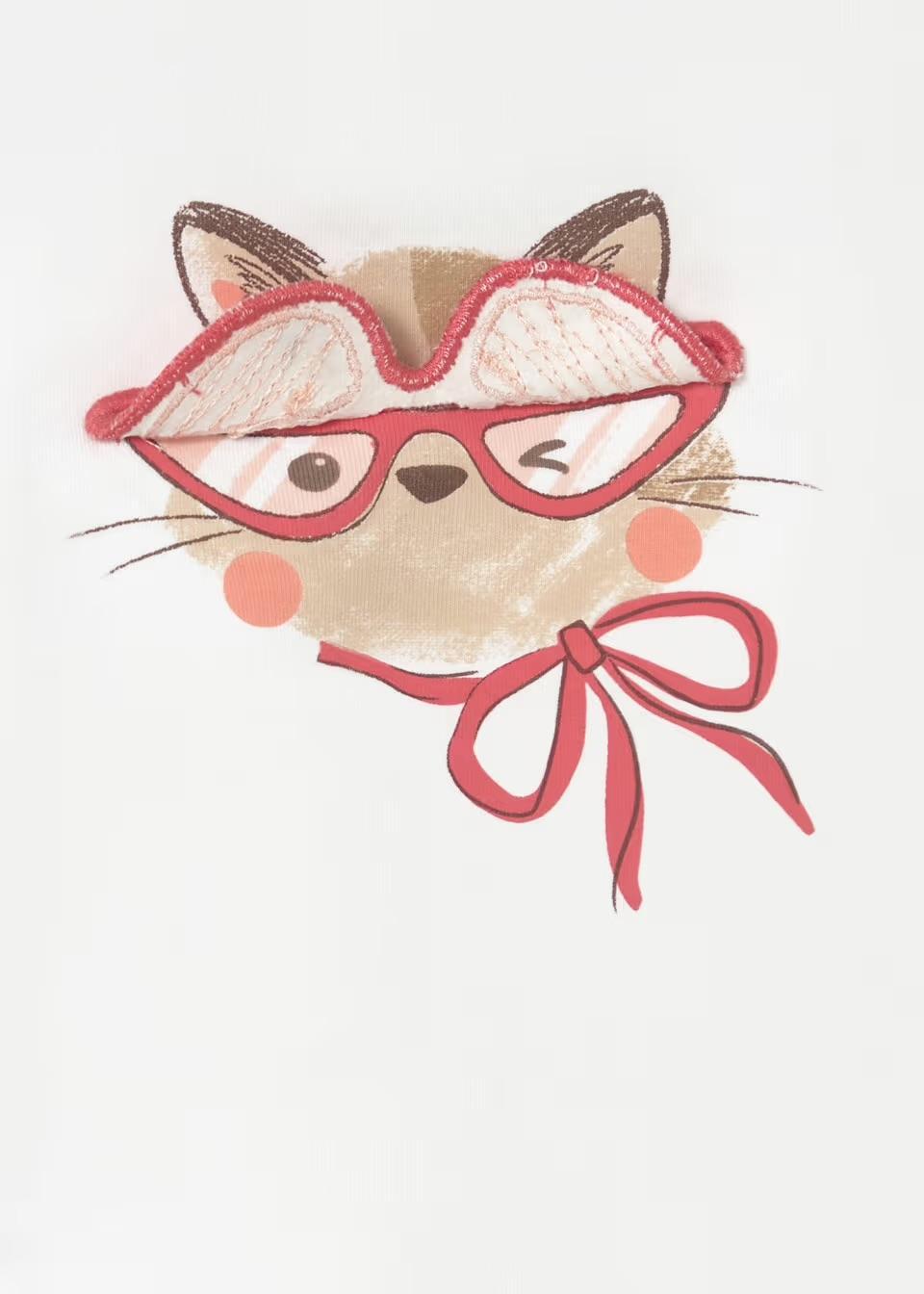 Graphic Cat Appliqué T-Shirt & Shorts MYR326