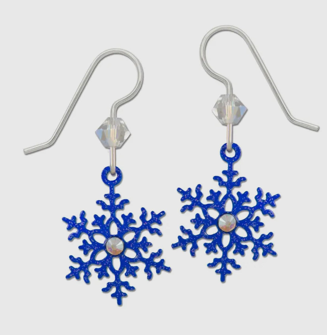 Blue Snowflake w/Cab Earrings 2220 SKY