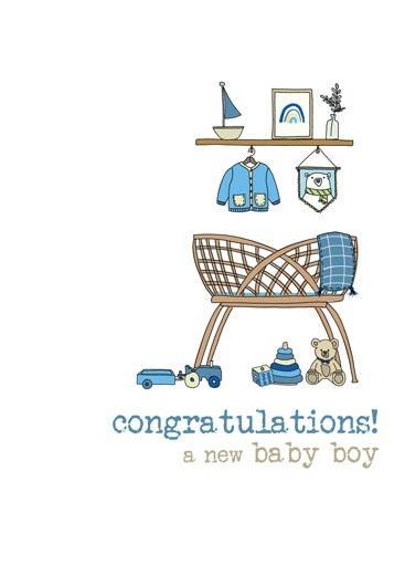 Baby Boy Crib Greeting Card NQI1225