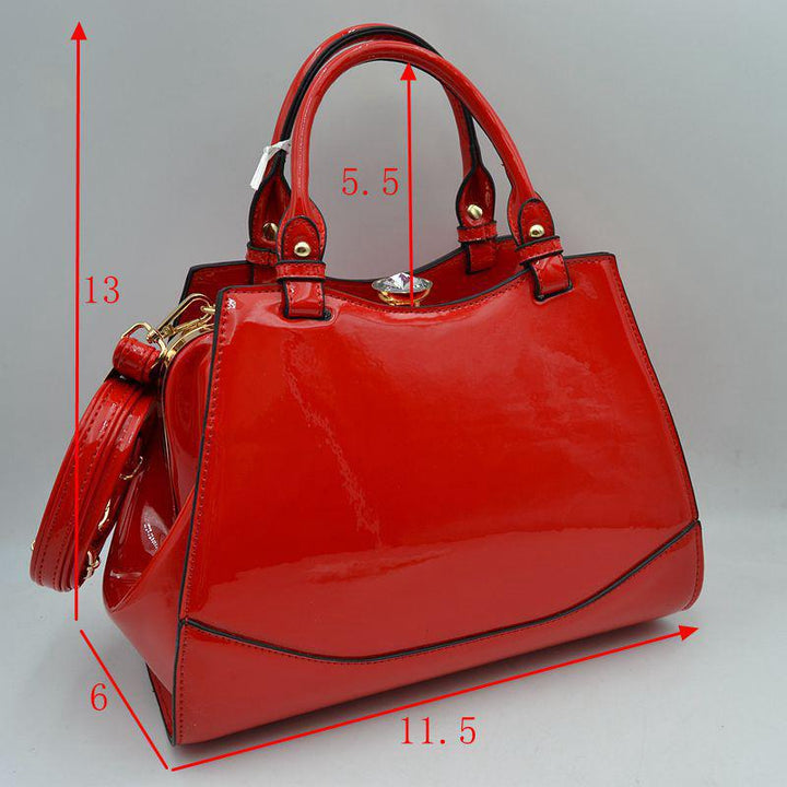 Patent Leather Handbag w/Gemstone Clasp L1865 EMH1025