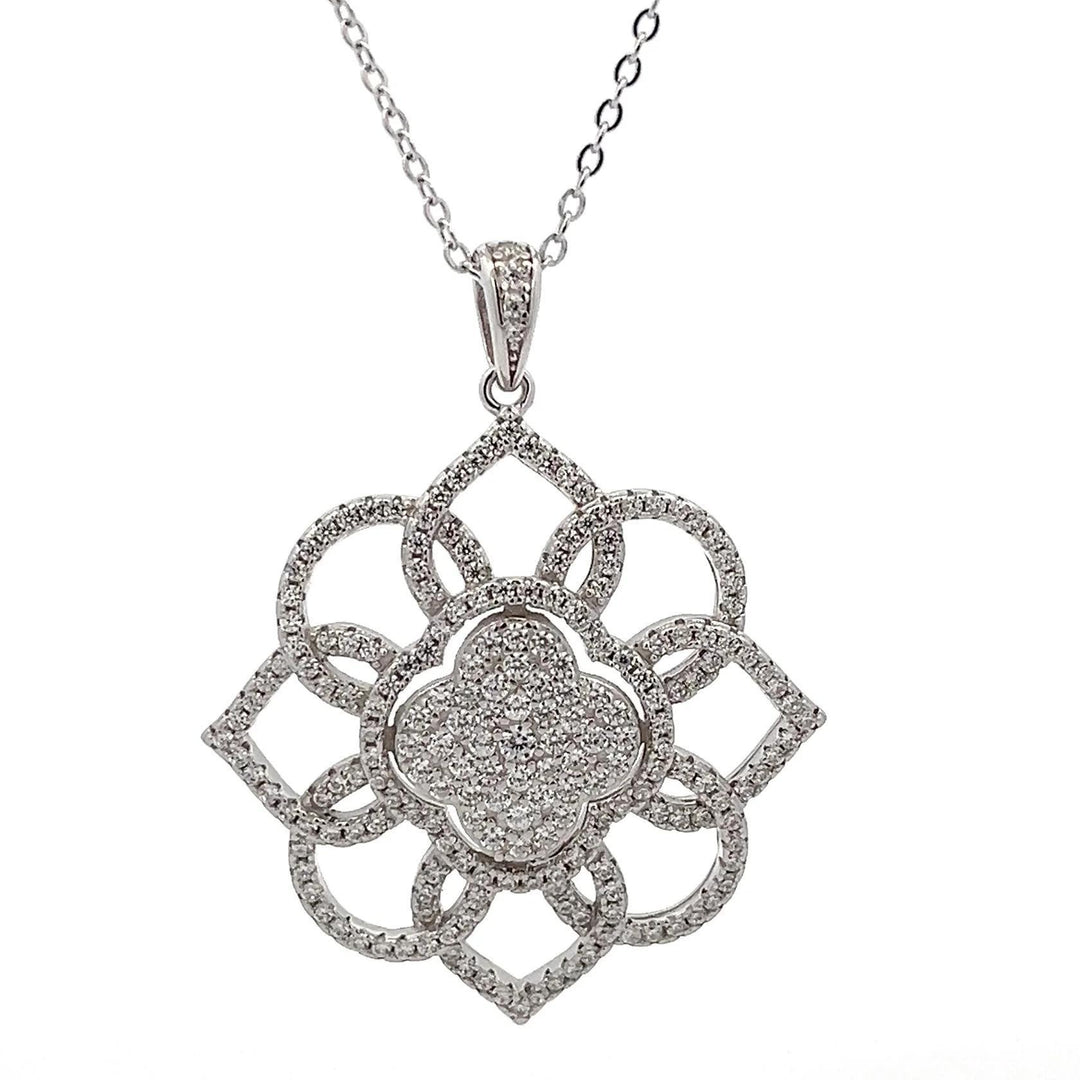 Clover & Floral w/Stones Necklace LJW525