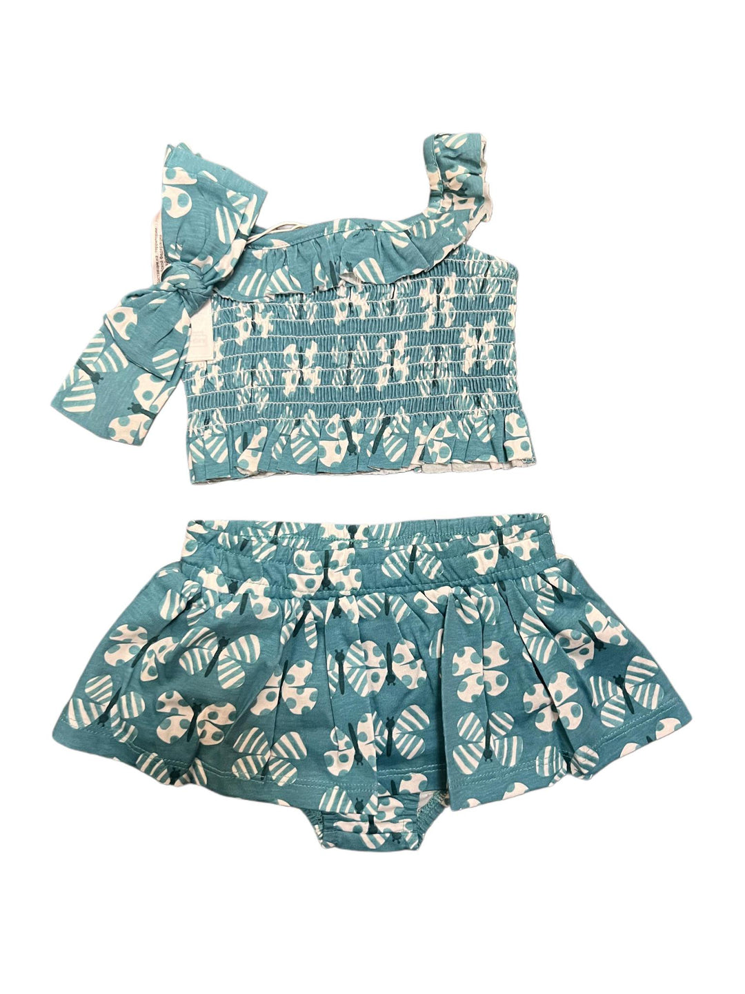 Teal Butterfly Skirt & Tank Top w/Headband MYR125