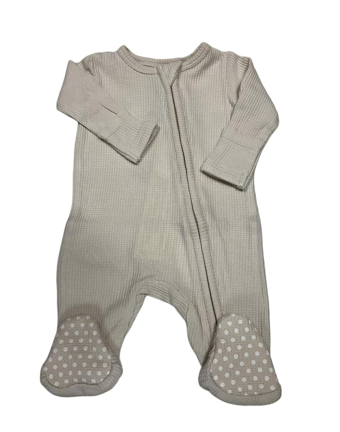 Waffle Oatmeal Zipper Footie ANG824