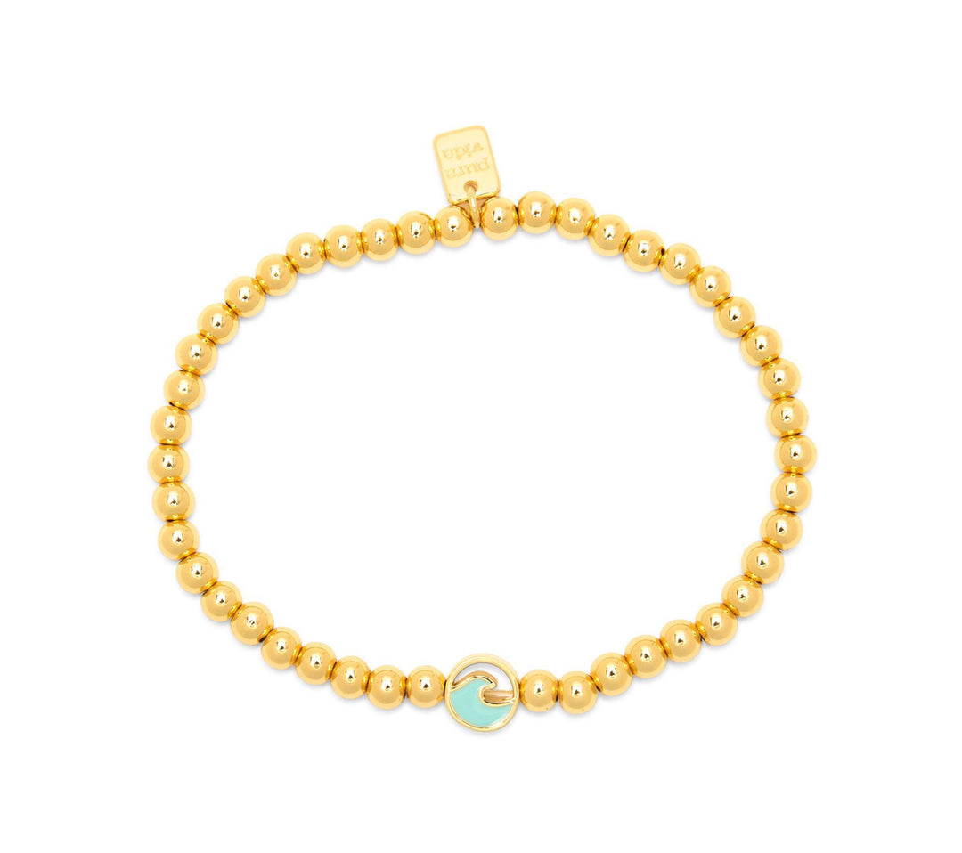 Enamel Wave Ball Bead Bracelet Gold PUR425