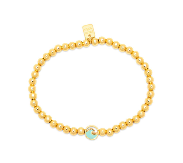 Enamel Wave Ball Bead Bracelet Gold PUR425