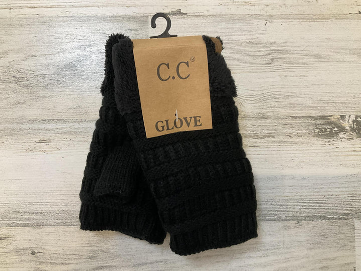 Knitted Fingerless Gloves w/Sherpa Lining HAN1124