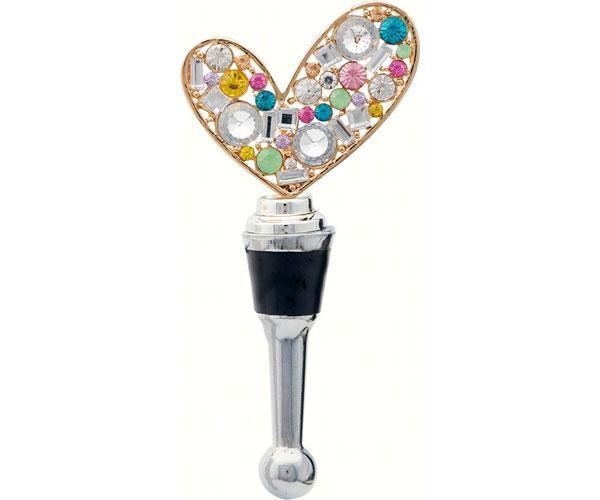 Heart With Stone Bottle Stopper OAK826