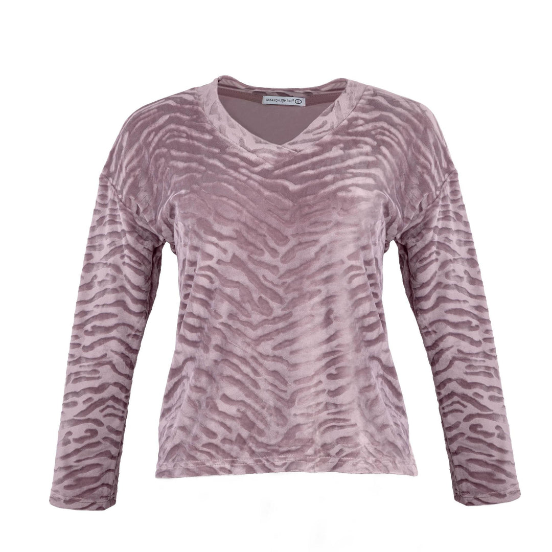 Luxe Lounge Zebra – Vintage Purple Long Sleeve Pajama Top ABC926