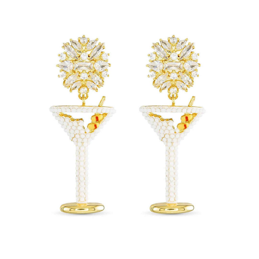 Gold CZ Martini Pop Earrings ABC926