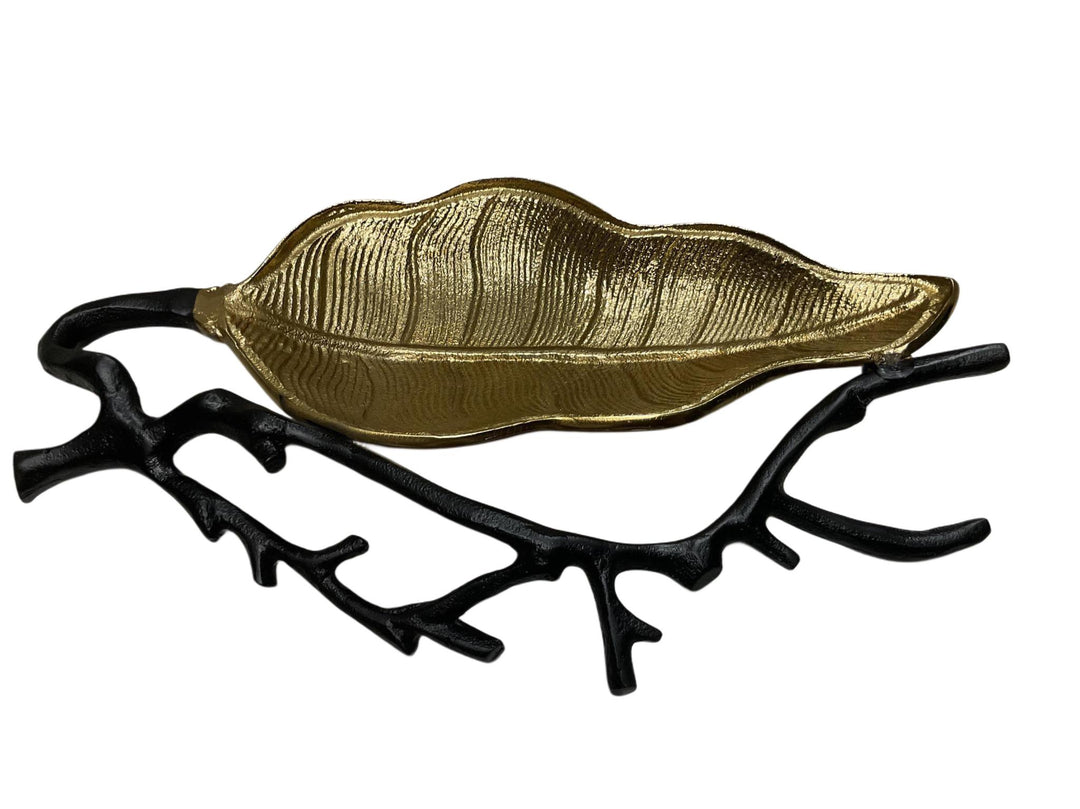 Gold Leaf Tray w/Brass Branches TWS