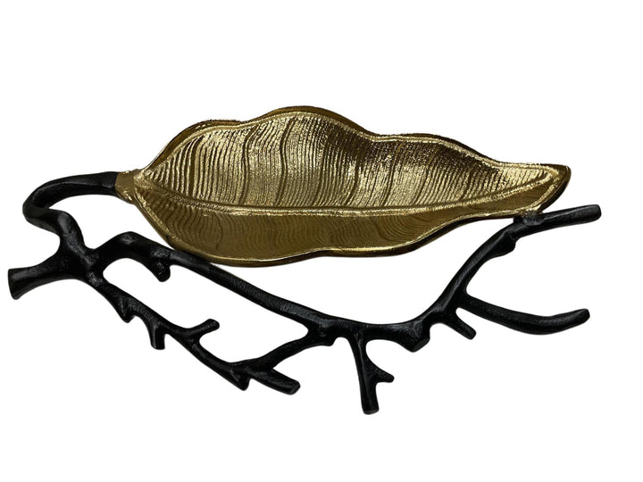 Gold Leaf Tray w/Brass Branches TWS
