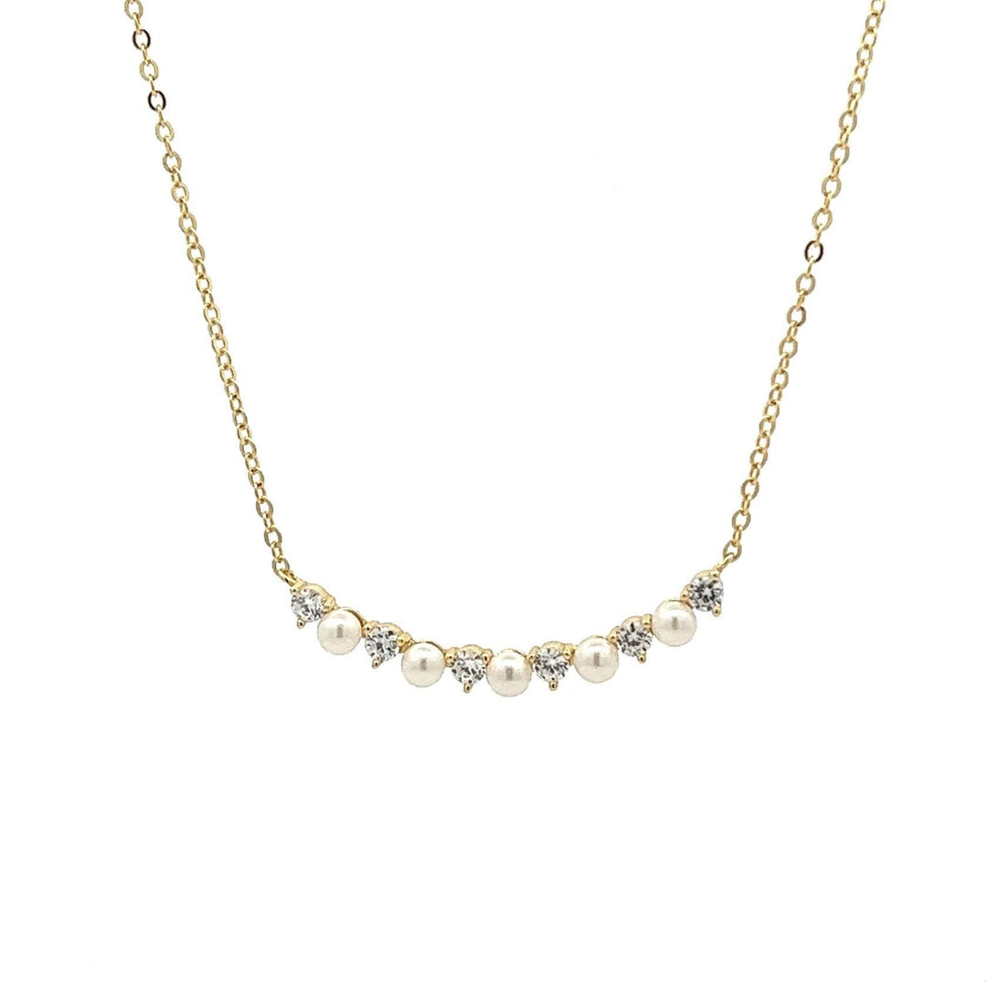 Alternating Pearls Gold Necklace LJW525