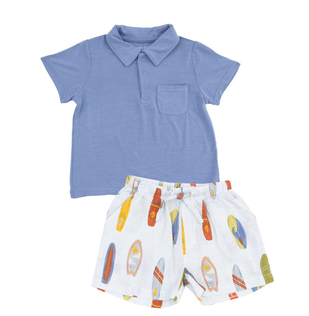Vintage Surfboard Polo S/S & Muslin Short ANG325