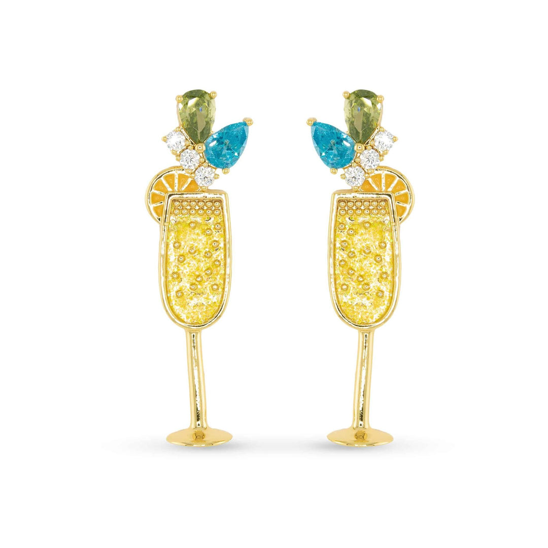 Gold CZ Fluted Drinks Earrings ABC926