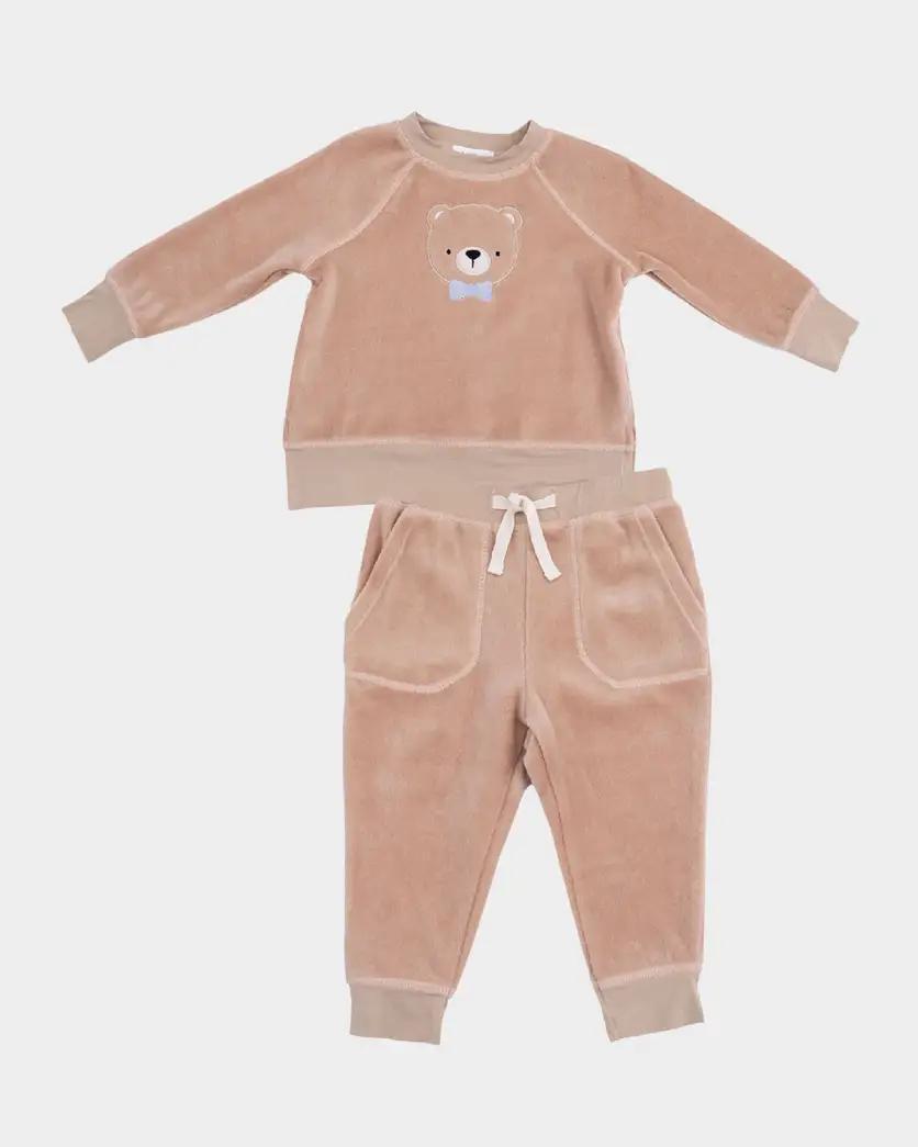 Velour Tan Teddy Bear Jogger Set ANG925