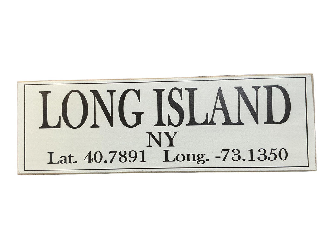 Long Island, NY Lat/Long Black/White Sign PTT1125