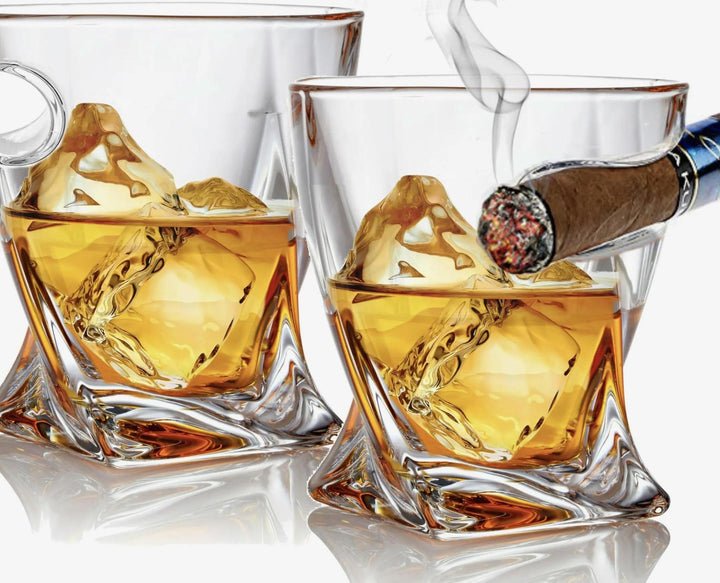 Cigar Holder Glass, Old Fashioned Whiskey Tumbler Set of 2 BEZ526