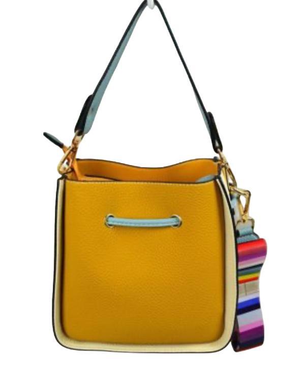 Color Block Bucket Bag 2in1 3 Strap Purse 5263 EMH