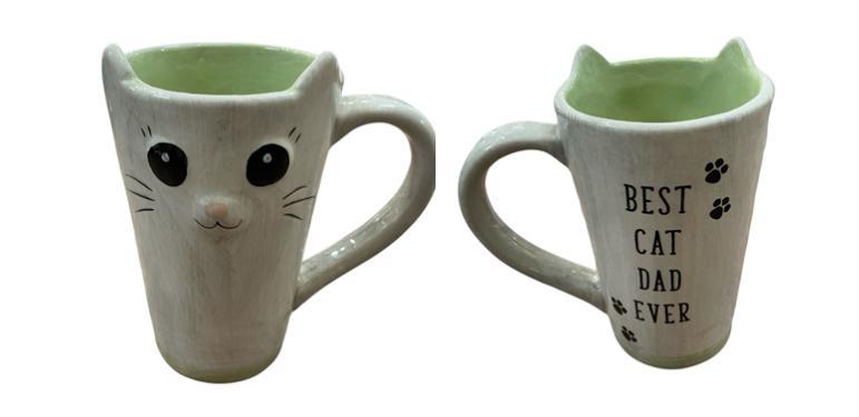 Cat Dad Mug w/ Ears Cat 5” Coffee Cup YNG