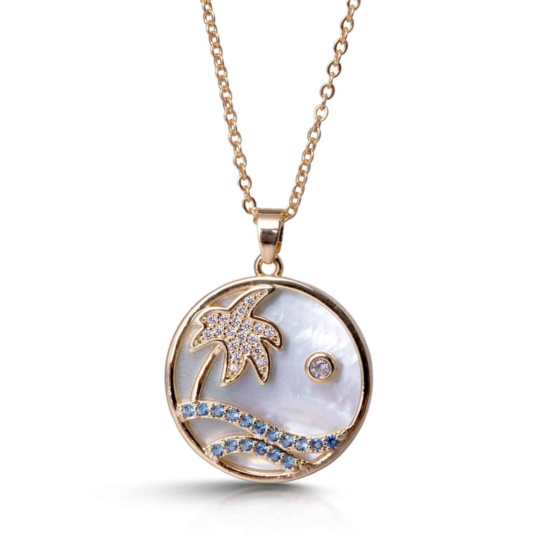 Beach Love MOP CZ Necklace – Gold ABC926