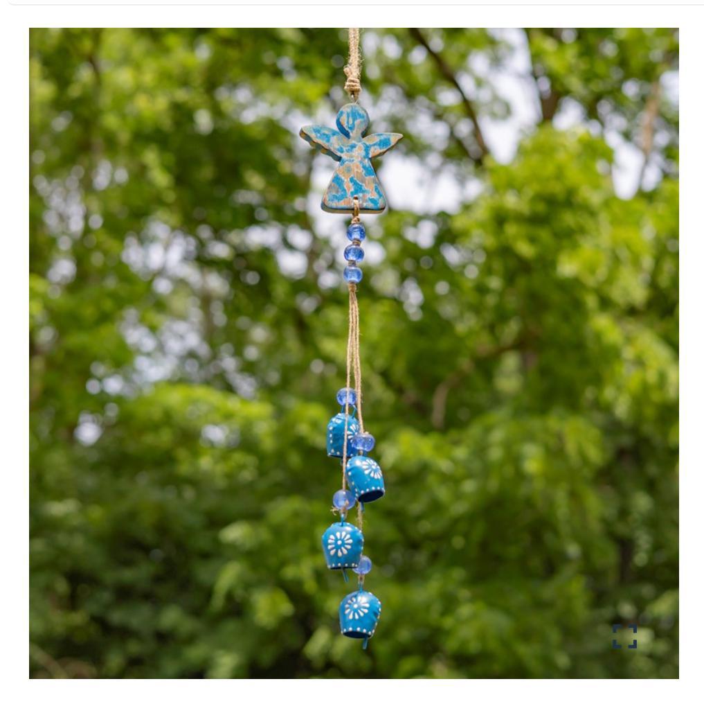 COLOR METAL & WOOD ANGEL WIND CHIMES WITH DANGLING BELLS Asst. ZAR525