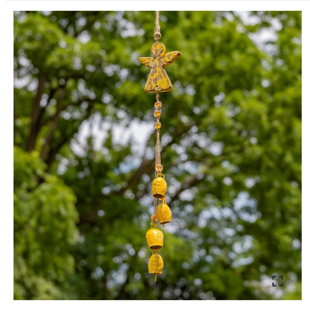 COLOR METAL & WOOD ANGEL WIND CHIMES WITH DANGLING BELLS Asst. ZAR525