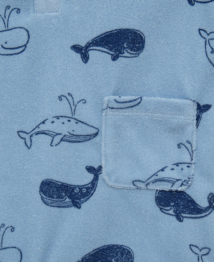 Whales Terry Romper w/Hat LTM326