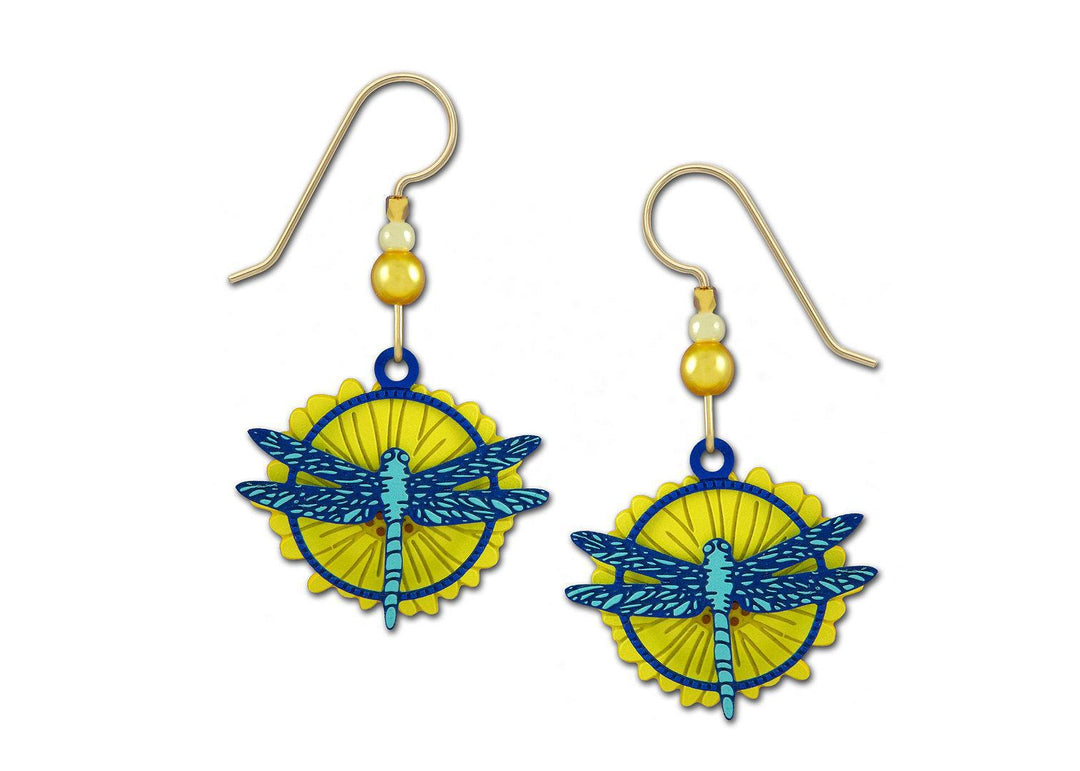 Dragonfly and Sunflower Hanging Earrings SKY325