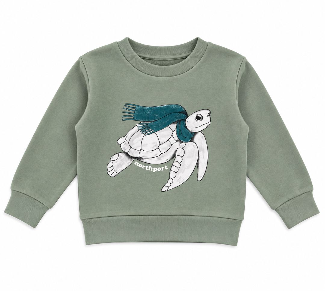 Kids’ Cozy  Fleece Crewneck Sweatshirt, Sea Turtles/Northport LVB926