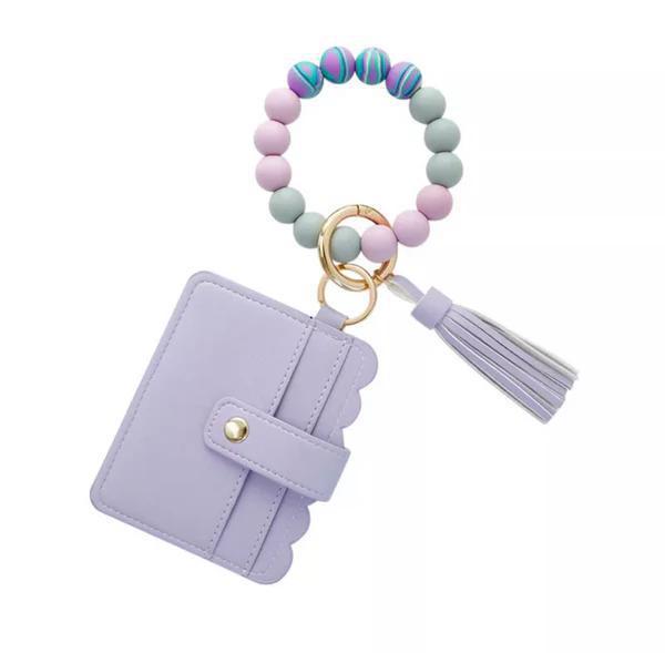 Wallet Wristlet Silicone Bead Tassel Keychain MBZ824