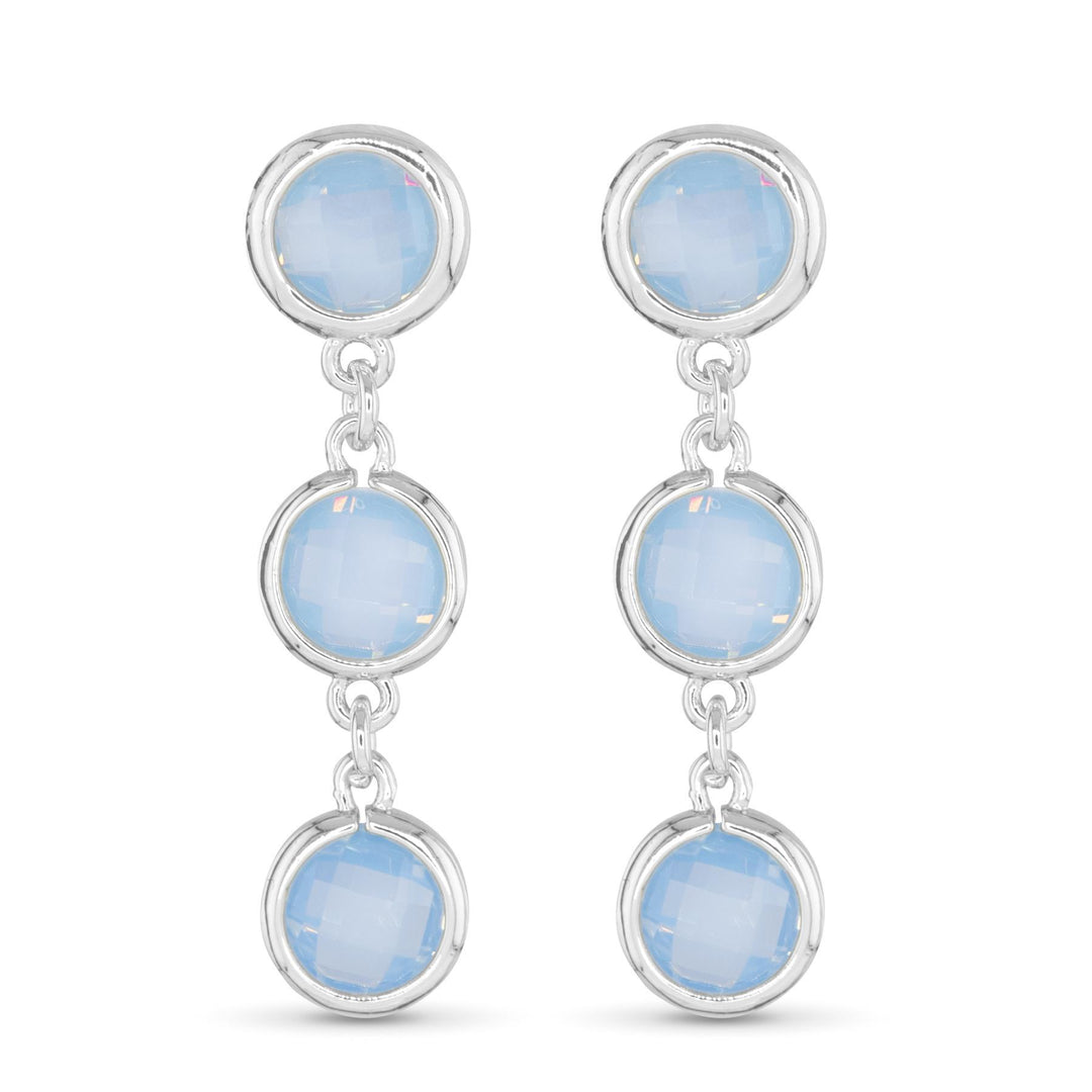 Silver Faceted CZ Earring - Blue ABC526