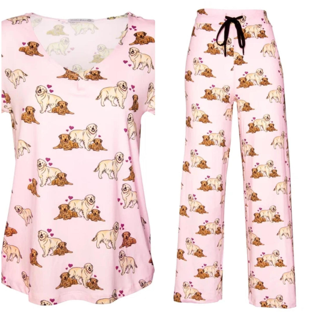 Puppy Love Pajama Top V-Neck/Pant Pink Pajama ABC926
