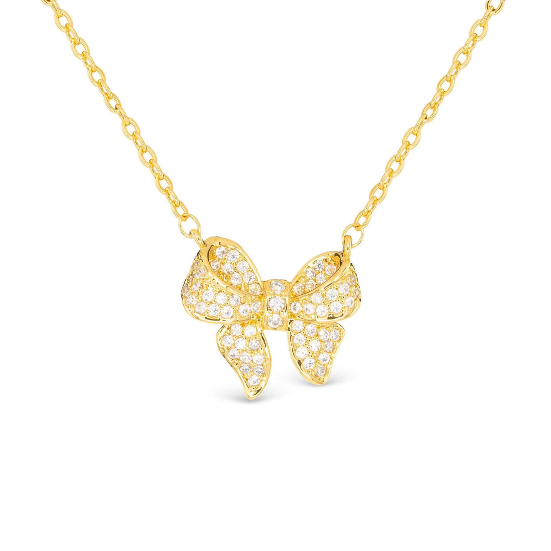 Gold CZ Bow Necklace ABC926