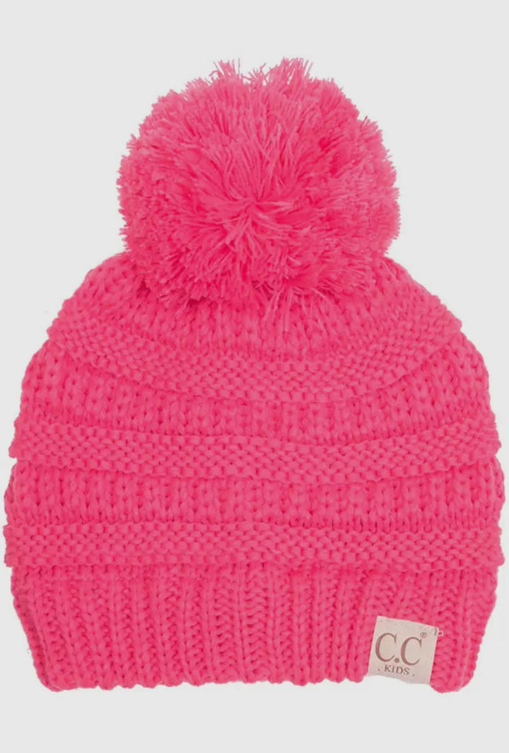 Kids Solid Knit Pom Beanie HAN925
