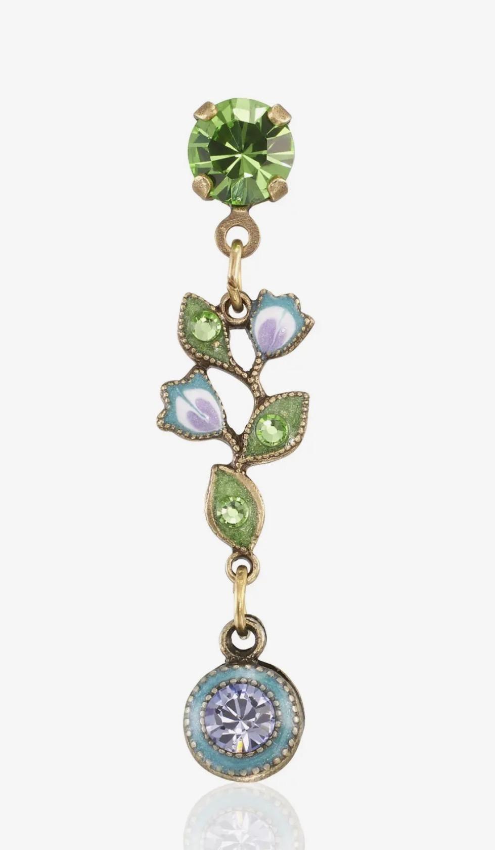 Brite Floral Garden Vine Crystal Tanzanite Drop Earring AKD526