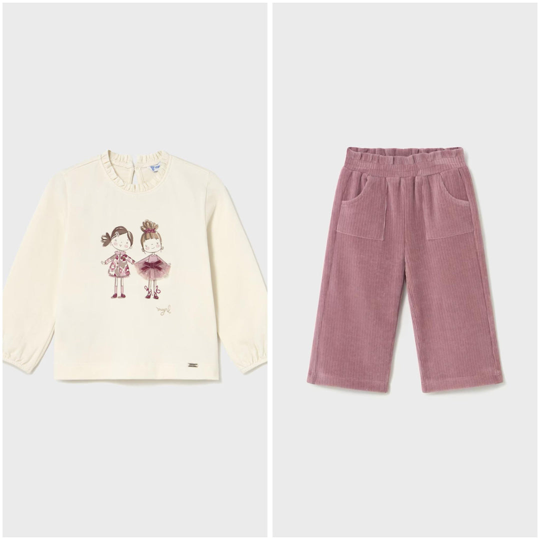Girl Print Top & Corduroy Pants Set MYR825
