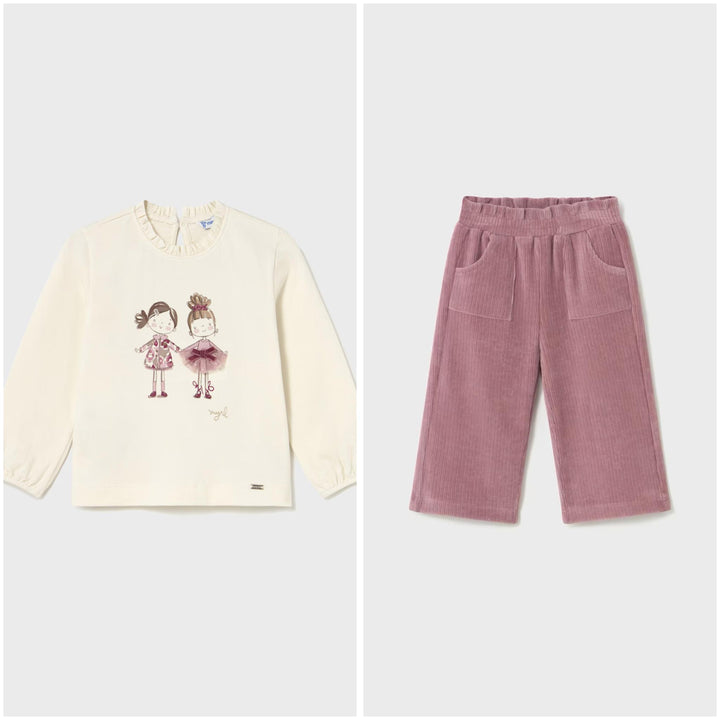 Girl Print Top & Corduroy Pants Set MYR825