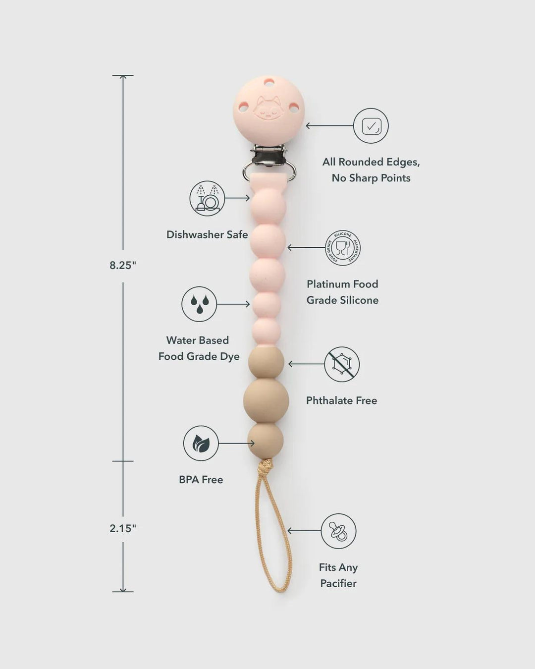 Pacifier Clip OneC Pink LOU826