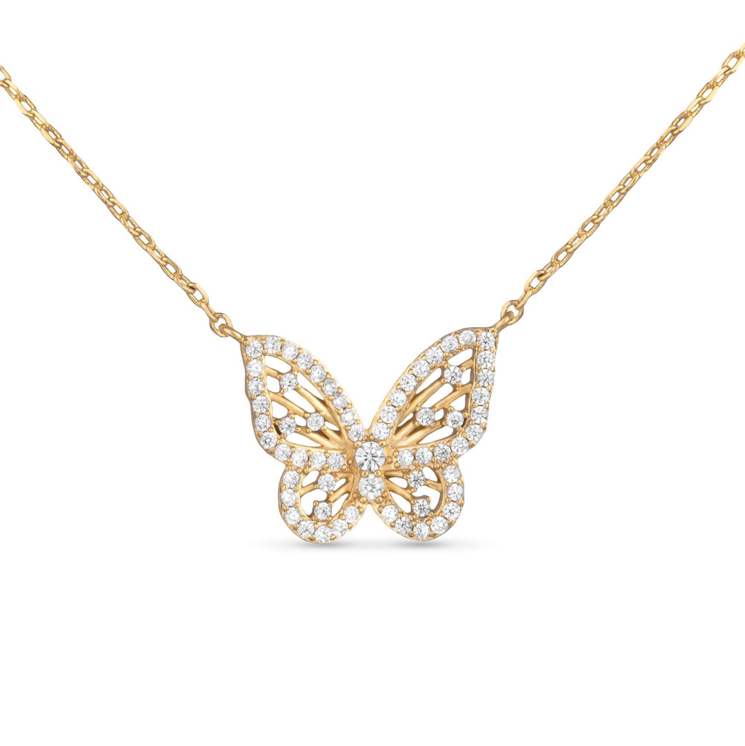 Delicate CZ Butterfly Necklace - Gold ABC526