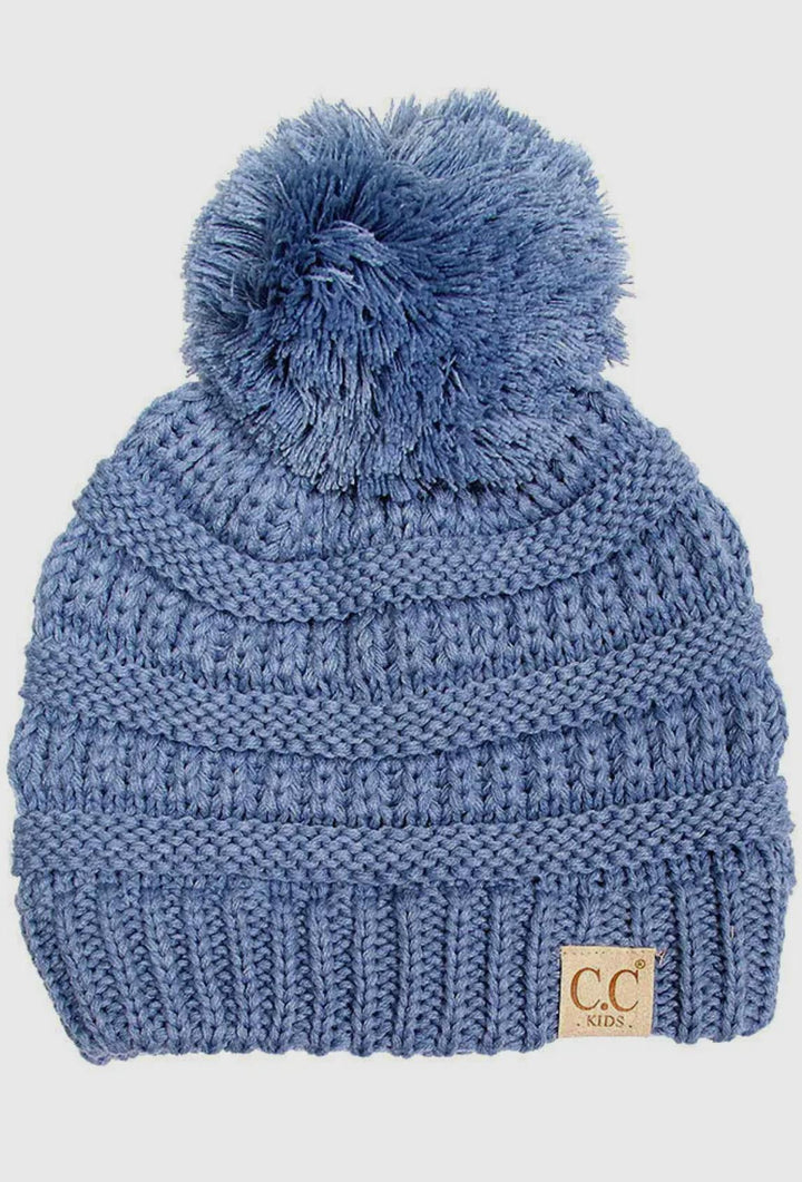 Kids Solid Knit Pom Beanie HAN925