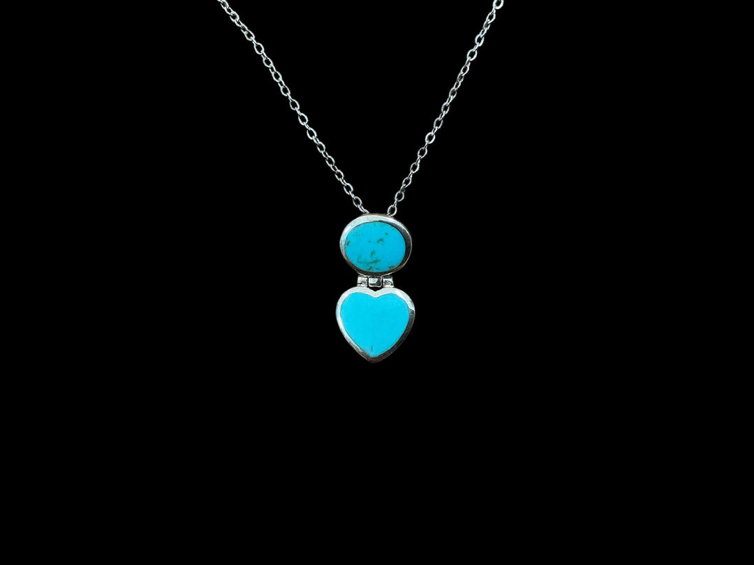 Turquoise Oval/Heart Charm Necklace USJ525