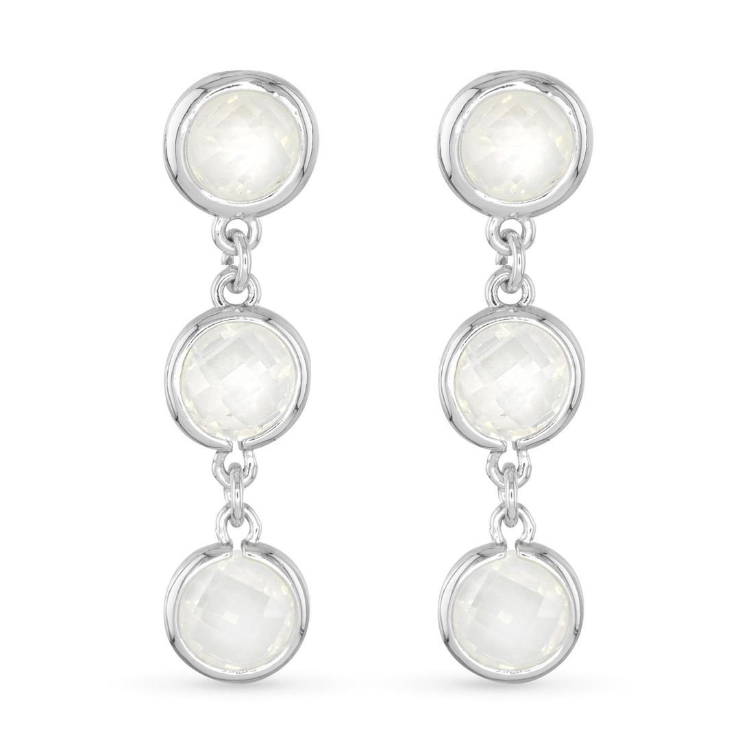 Silver Faceted CZ Earring - Milky White ABC526