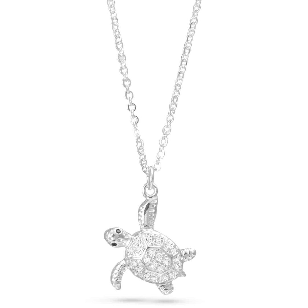 CZ Turtle Necklace – Silver ABC926