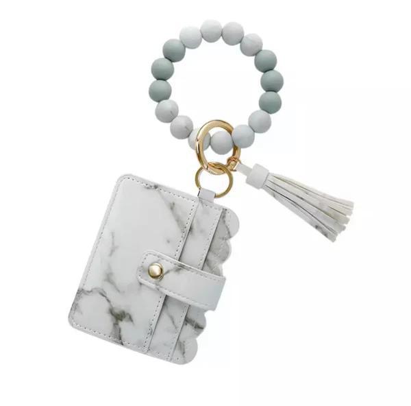 Wallet Wristlet Silicone Bead Tassel Keychain MBZ824