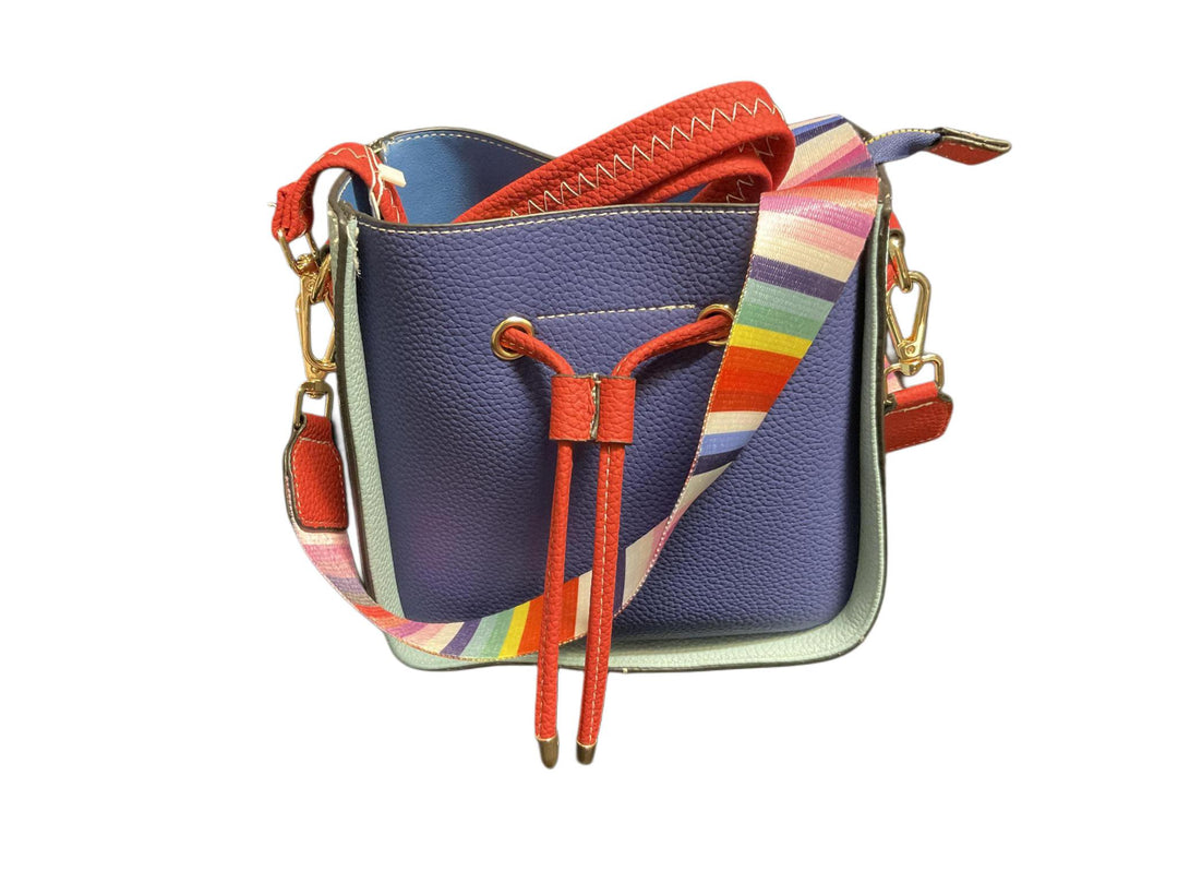 Color Block Bucket Bag 2in1 3 Strap Purse 5263 EMH